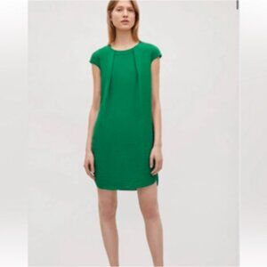 COS Career Dress Flowy A-line Formal Crepe Dress Emerald Green Small